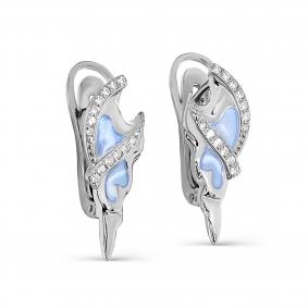 Серебряные серьги KABAROVSKY с фианитом и витражной эмалью K12-461-7905 K12-461-7905 фото
