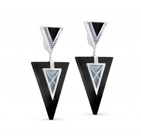 Серебряные серьги KABAROVSKY с фианитом и дерево грабом и эмалью K12-464-80007 K12-464-80007 фото