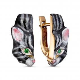 Серьги из золочёного серебра KABAROVSKY K12-499-40450 с фианитом и эмалью K12-499-40450 фото
