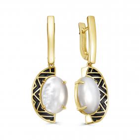 Серьги из лимонного серебра KABAROVSKY K12-513-6202 с эмалью и перламутром K12-513-6202 фото
