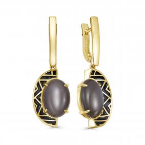 Серебряные серьги KABAROVSKY K12-513-8702 с эмалью и лунным камнем K12-513-8702 фото