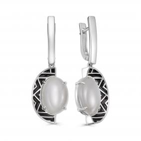 Серебряные серьги KABAROVSKY K12-513-9002 с эмалью и лунным камнем K12-513-9002 фото