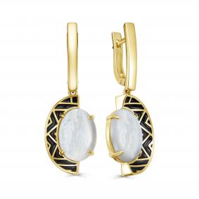 Серебряные серьги KABAROVSKY K12-513-9031 с эмалью и лунным камнем K12-513-9031 фото