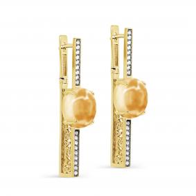 Серьги из лимонного серебра KABAROVSKY K12-579-52689 с фианитом и ситаллом K12-579-52689 фото