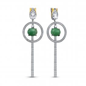 Серебряные серьги KABAROVSKY K12-581-15887 с фианитом и кварцем K12-581-15887 фото