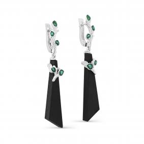 Серебряные серьги KABAROVSKY с эмалью и деревом Граб K12-588-80013 K12-588-80013 фото