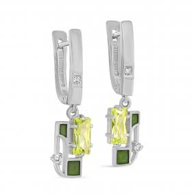 Серебряные серьги KABAROVSKY K12-601-40413 с фианитом и эмалью K12-601-40413 фото