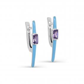 Серебряные серьги KABAROVSKY K12-649-40205 с фианитом и эмалью K12-649-40205 фото