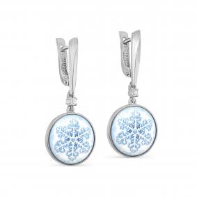 Серебряные серьги KABAROVSKY K12-657-7943 с фианитом и эмалью K12-657-7943 фото