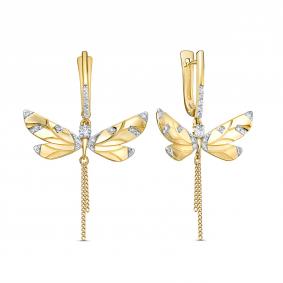 Серьги из золочёного серебра KABAROVSKY K12-680-7931 с фианитом K12-680-7931 фото