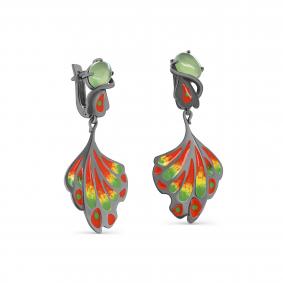 Серьги из черненого серебра KABAROVSKY с серпентином K12-688-6890 K12-688-6890 фото