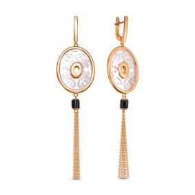 Серьги из золочёного серебра KABAROVSKY K12-7030-6287 с ониксом и перламутром K12-7030-6287 фото