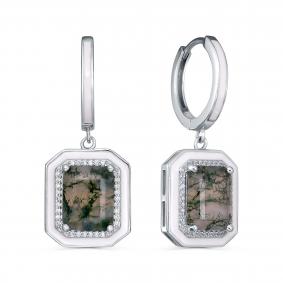 Серебряные серьги KABAROVSKY K12-7046-20210 с фианитом, агатом и эмалью K12-7046-20210 фото