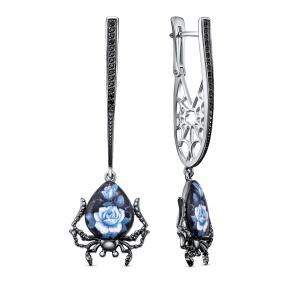 Серебряные серьги KABAROVSKY K12-730-41043 с фианитом и эмалью K12-730-41043 фото