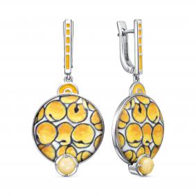 Серебряные серьги KABAROVSKY K12-754-86343 с эмалью и перламутром K12-754-86343 фото