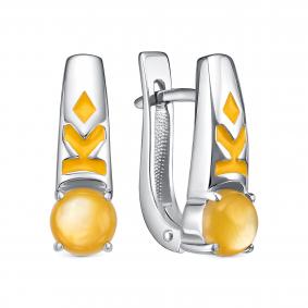 Серебряные серьги KABAROVSKY K12-758-86323 с эмалью и перламутром K12-758-86323 фото