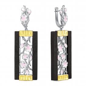 Серебряные серьги KABAROVSKY с дерево грабом и эмалью K12-762-80081 K12-762-80081 фото