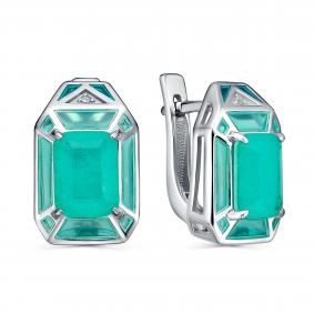 Серебряные серьги KABAROVSKY K12-783-63013 с фианитом, эмалью и алпанитом K12-783-63013 фото