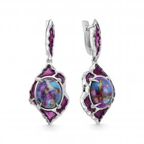 Серебряные серьги KABAROVSKY K12-800-70226 с бирюзой и эмалью K12-800-70226 фото