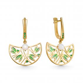 Серьги из лимонного серебра KABAROVSKY K12-801-6231 с фианитом, эмалью и перламутром K12-801-6231 фото