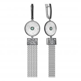 Серебряные серьги KABAROVSKY K12-812-1289 с фианитом и изумрудом K12-812-1289 фото