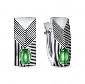 Серебряные серьги KABAROVSKY K12-817-40402 с фианитом и эмалью K12-817-40402 фото