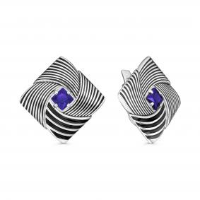 Серебряные серьги KABAROVSKY K12-825-40102 с фианитом и эмалью K12-825-40102 фото