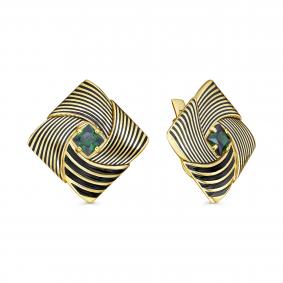 Серьги из лимонного серебра KABAROVSKY K12-825-40402 с фианитом и эмалью K12-825-40402 фото