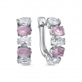 Серебряные серьги KABAROVSKY K12-855-0100 с кварцем и горным хрусталём K12-855-0100 фото