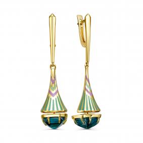 Серьги из лимонного серебра KABAROVSKY K12-878-62601 с эмалью и алпанитом K12-878-62601 фото