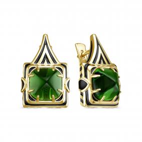 Серьги из лимонного серебра KABAROVSKY K12-879-60402 с эмалью и алпанитом K12-879-60402 фото