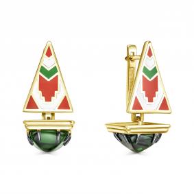 Серьги из лимонного серебра KABAROVSKY K12-892-60401 с эмалью и алпанитом K12-892-60401 фото