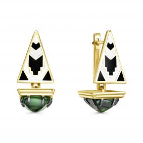 Серьги из лимонного серебра KABAROVSKY K12-892-60490 с эмалью и алпанитом K12-892-60490 фото