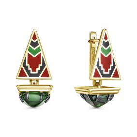 Серьги из золочёного серебра KABAROVSKY K12-892-60491 с эмалью и алпанитом K12-892-60491 фото