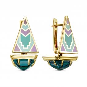 Серьги из лимонного серебра KABAROVSKY K12-892-62601 с эмалью и алпанитом K12-892-62601 фото