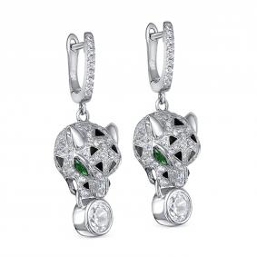 Серебряные серьги KABAROVSKY K12-9026-0102 с фианитом и эмалью K12-9026-0102 фото