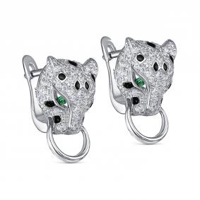 Серебряные серьги KABAROVSKY K12-9028-0102 с фианитом и эмалью K12-9028-0102 фото