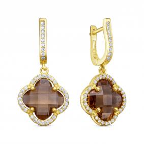 Серьги из лимонного серебра KABAROVSKY K12-9038/1-63387 с фианитом и султанитом K12-9038/1-63387 фото