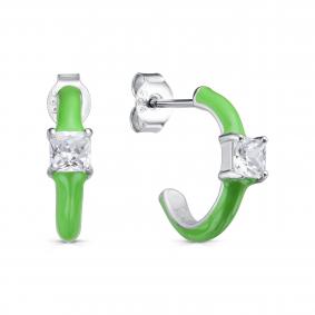 Серебряные серьги KABAROVSKY K12-9051-7905 с фианитом и эмалью K12-9051-7905 фото