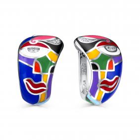 Серебряные серьги KABAROVSKY K12-9059-7901 с фианитом и эмалью K12-9059-7901 фото