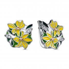 Серебряные серьги KABAROVSKY K12-9060-7990 с фианитом и эмалью K12-9060-7990 фото