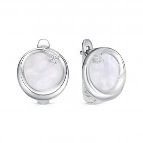 Серебряные серьги KABAROVSKY K12-9089-6200 с фианитом и перламутром K12-9089-6200 фото