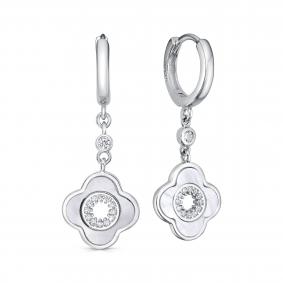 Серебряные серьги KABAROVSKY K12-9090-6200 с фианитом и перламутром K12-9090-6200 фото