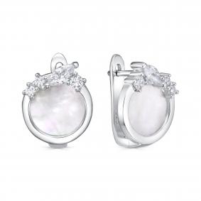 Серебряные серьги KABAROVSKY K12-9092-6200 с фианитом и перламутром K12-9092-6200 фото