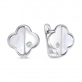 Серебряные серьги KABAROVSKY K12-9096-6200 с фианитом и перламутром K12-9096-6200 фото