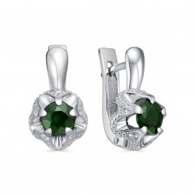 Серебряные серьги KABAROVSKY K12-910-1200 с фианитом и изумрудом K12-910-1200 фото
