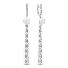Серябряные серьги KABAROVSKY с фарфором и фианитом K12-920-13900 K12-920-13900 фото
