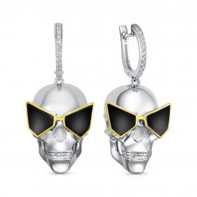 Серебряные серьги KABAROVSKY K12-928-7902 с фианитом и эмалью K12-928-7902 фото