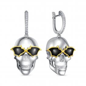 Серебряные серьги KABAROVSKY K12-929-7902 с фианитом и эмалью K12-929-7902 фото