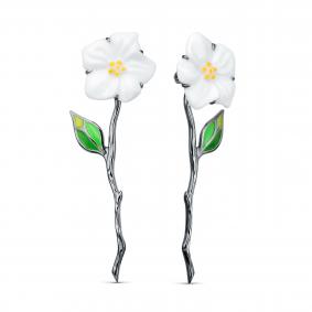 Серебряные серьги KABAROVSKY с витражной эмалью и фарфором K12-933-13981 K12-933-13981 фото